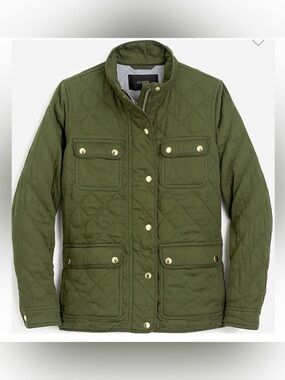 NWT- J.Crew Quilted Downtown Field jacket in Olive Green, size M